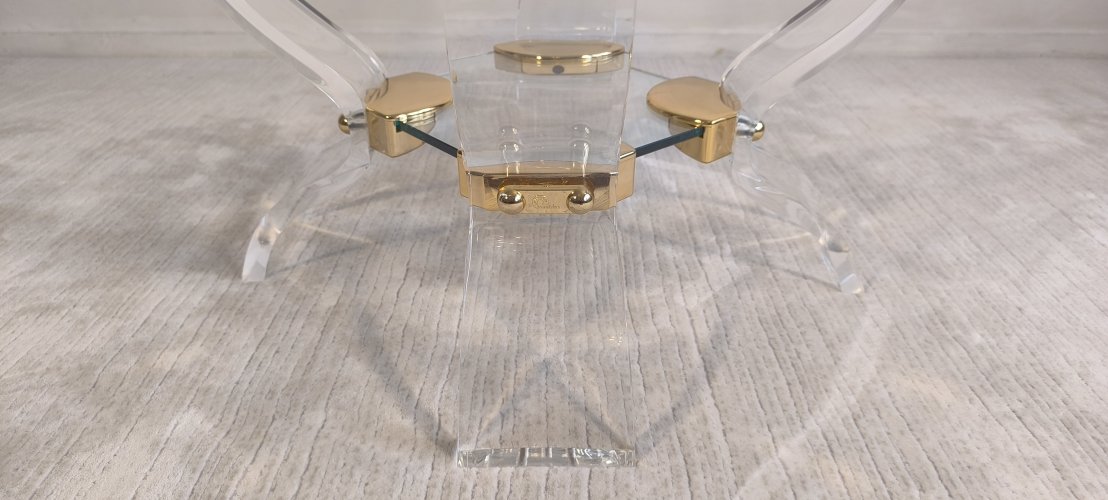 Table basse Lucite & Laiton – Style Hollywood Regency DLG Charles Hollis Jones – Curvasa Muebles Vintage 1980 
