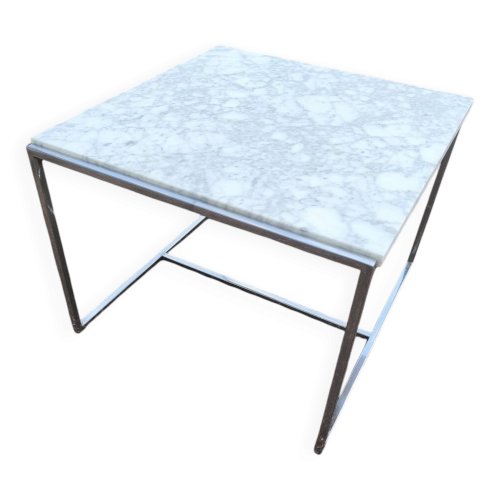 Table basse marbre blanc et chromé 1970