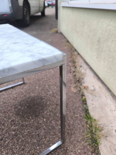 Table basse marbre blanc et chromé 1970