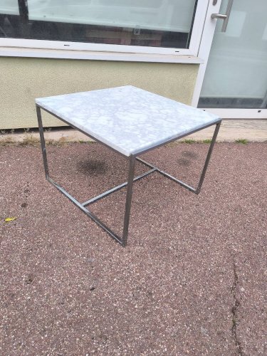 Table basse marbre blanc et chromé 1970