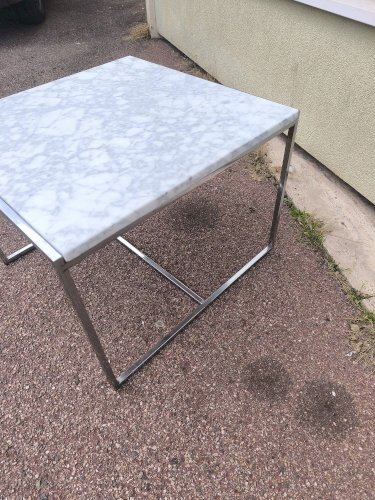 Table basse marbre blanc et chromé 1970