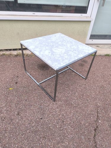 Table basse marbre blanc et chromé 1970