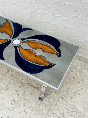 Table basse metakore en céramique de vallauris, signée cedem