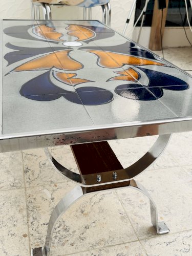Table basse metakore en céramique de vallauris, signée cedem