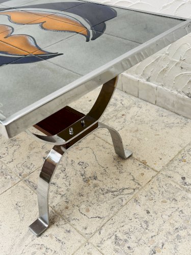 Table basse metakore en céramique de vallauris, signée cedem