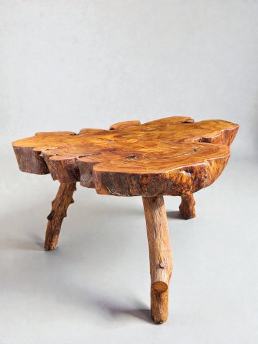 Table basse racine olivier style brutaliste