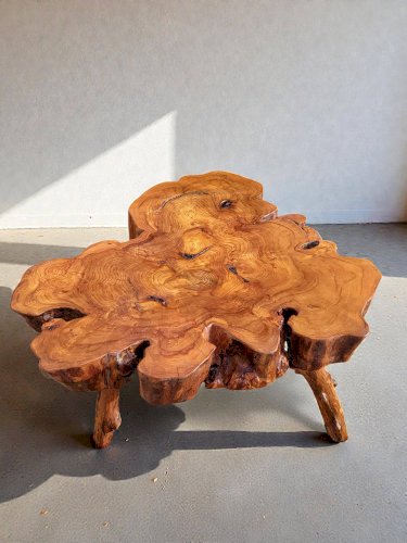 Table basse racine olivier style brutaliste