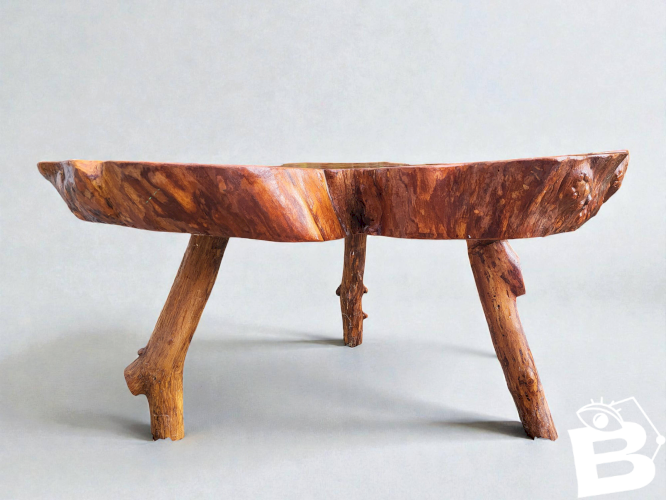 Table basse racine olivier style brutaliste