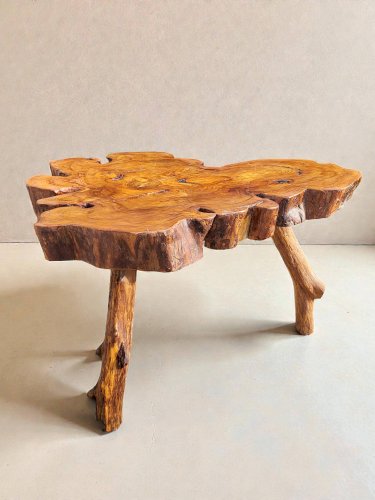 Table basse racine olivier style brutaliste