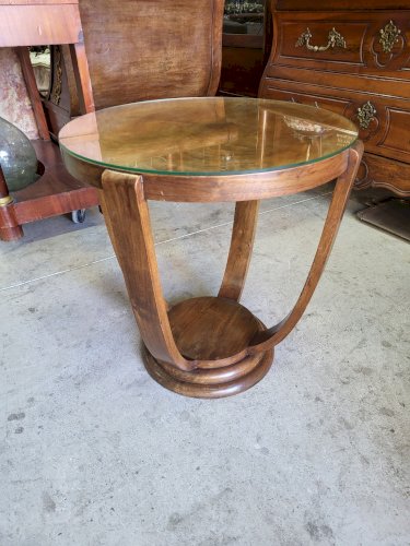 TABLE BASSE SELLETTE GUERIDON ART DECO 1930 EN NOYER