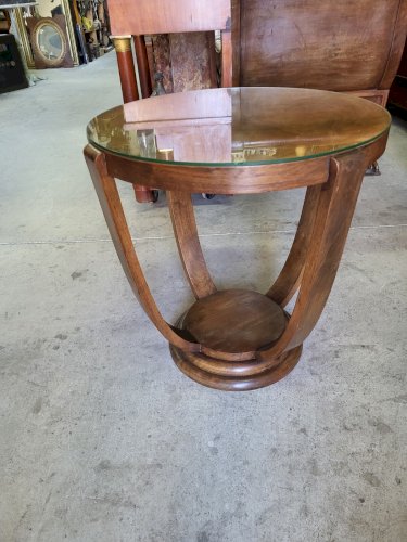 TABLE BASSE SELLETTE GUERIDON ART DECO 1930 EN NOYER