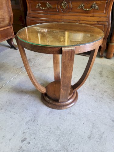 TABLE BASSE SELLETTE GUERIDON ART DECO 1930 EN NOYER