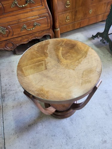 TABLE BASSE SELLETTE GUERIDON ART DECO 1930 EN NOYER