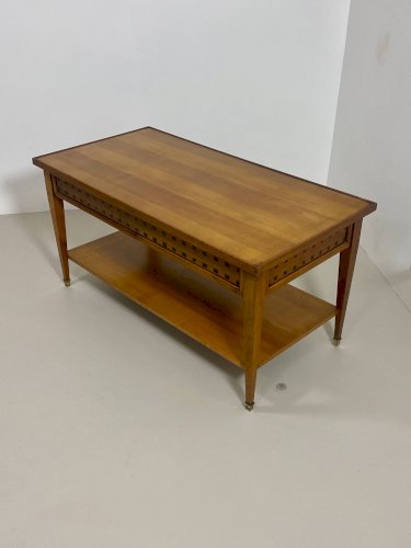 Table basse vintage en chêne année 70
