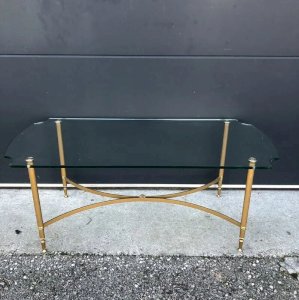 Table basse vintage plateau verre