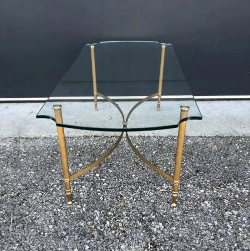 Table basse vintage plateau verre