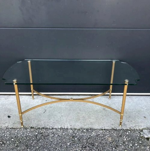 Table basse vintage plateau verre