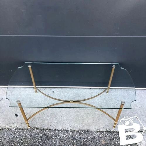 Table basse vintage plateau verre