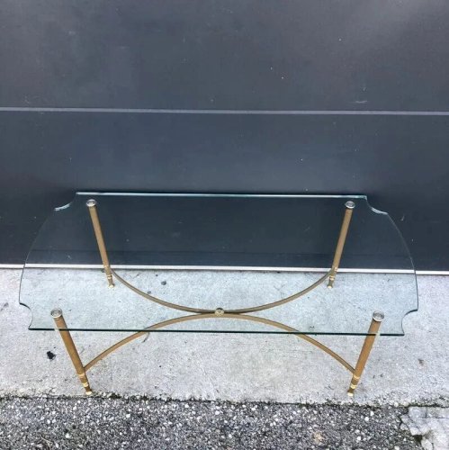 Table basse vintage plateau verre