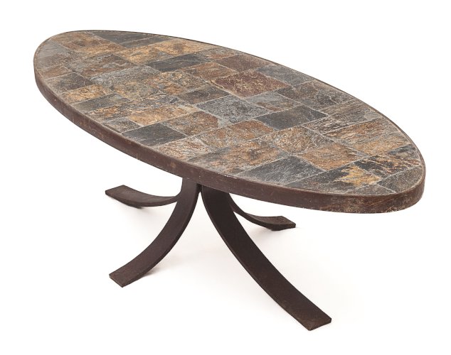 Table Brutaliste ovale