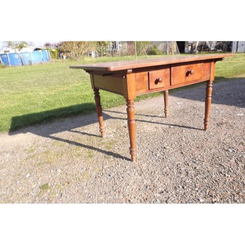 Table Bureau 19 ème en Merisier 2 Tiroirs .