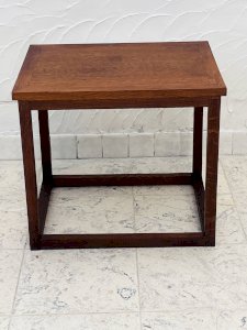 Brutalist side table in solid oak