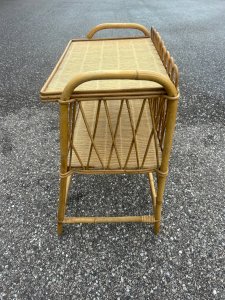 1970 wicker and rattan side table