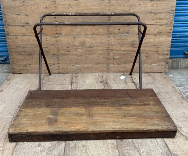 Table datelier pliante structure métal avec plateau en teck massif