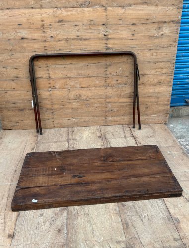 Table datelier pliante structure métal avec plateau en teck massif