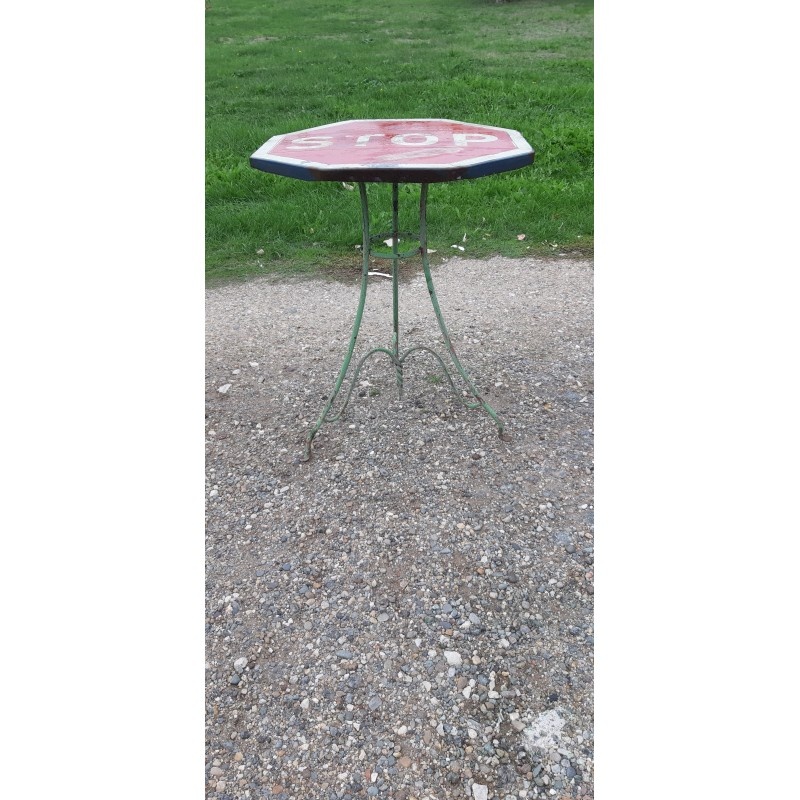 table de bistrot ancienne Vintage Blanc/Rouge Fer Vendu
