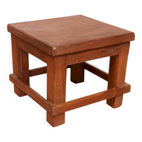 Table de chevet d’atelier en teck birman