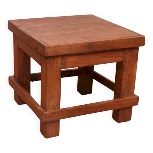 Table de chevet d’atelier en teck birman
