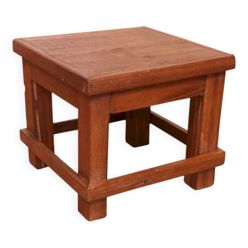 Table de chevet d’atelier en teck birman