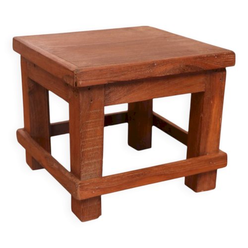 Table de chevet d’atelier en teck birman