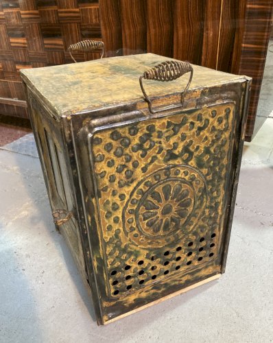 Table de chevet - style industriel - jaune 