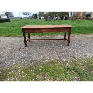 Table de Ferme Campagnarde 19 éme Noyer et Pin , 3 Tiroirs