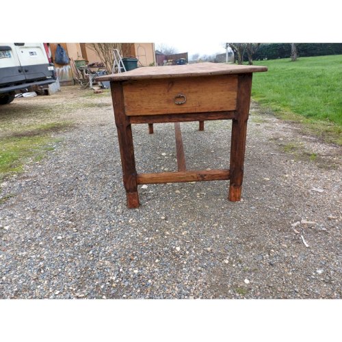 Table de Ferme Campagnarde 19 éme Noyer et Pin , 3 Tiroirs
