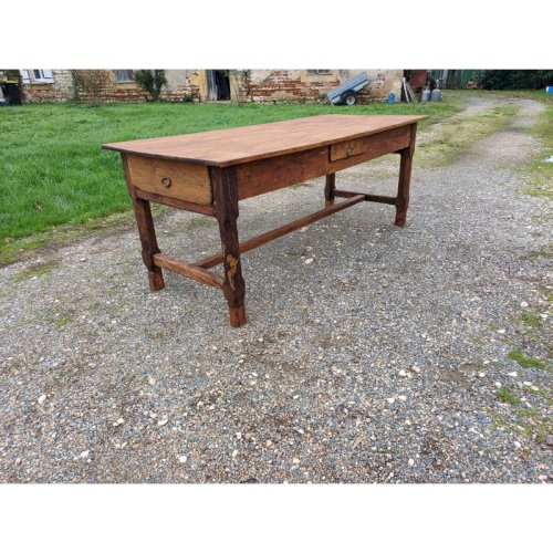 Table de Ferme Campagnarde 19 éme Noyer et Pin , 3 Tiroirs