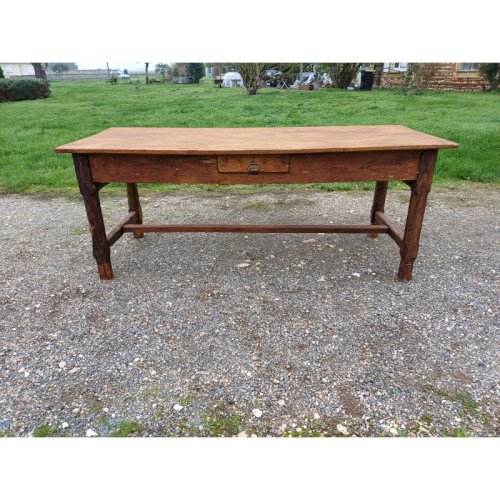 Table de Ferme Campagnarde 19 éme Noyer et Pin , 3 Tiroirs