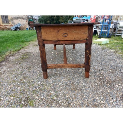 Table de Ferme Campagnarde 19 éme Noyer et Pin , 3 Tiroirs