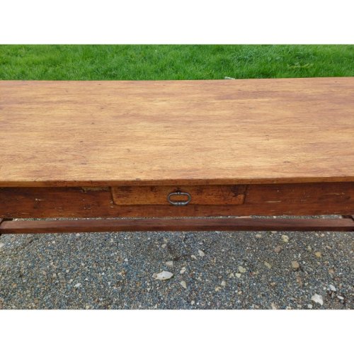 Table de Ferme Campagnarde 19 éme Noyer et Pin , 3 Tiroirs