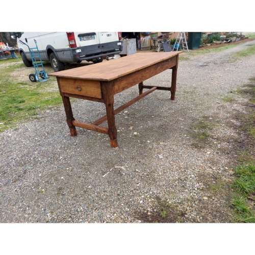 Table de Ferme Campagnarde 19 éme Noyer et Pin , 3 Tiroirs