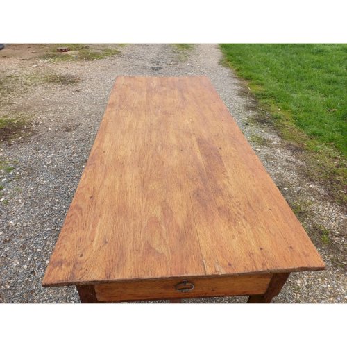 Table de Ferme Campagnarde 19 éme Noyer et Pin , 3 Tiroirs