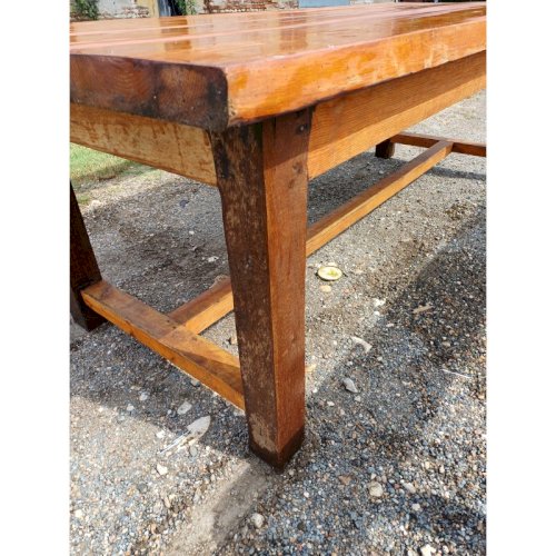 Table de Ferme Campagnarde en Chéne et Pin + 2 Bancs