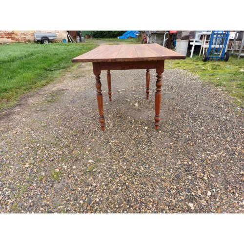 Table de Ferme Campagnarde en pin et Noyer , 1 Tiroir