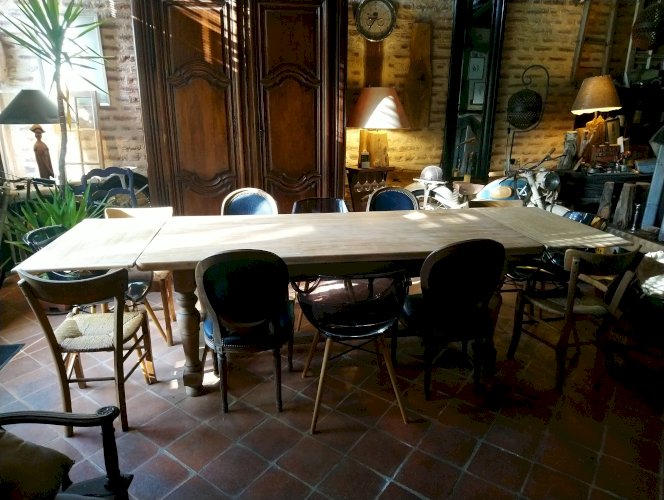 Table de ferme en chêne avec rallonges