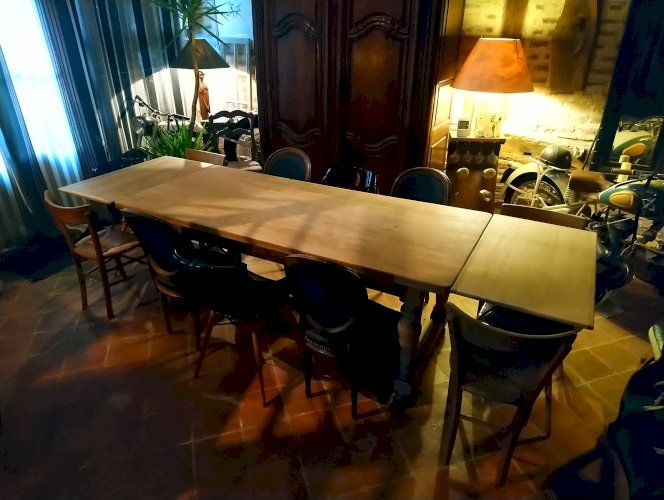 Table de ferme en chêne avec rallonges