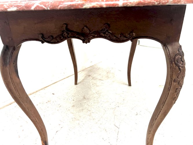 Table de milieu Louis XV en chene et marbre XVIII siècle