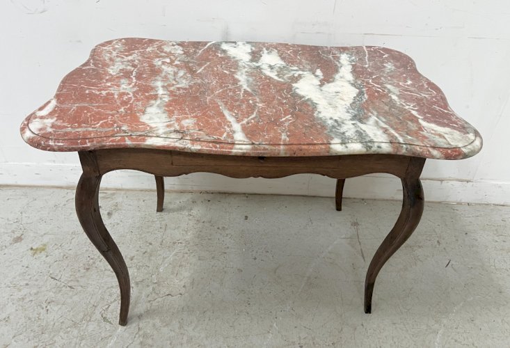 Table de milieu Louis XV en chene et marbre XVIII siècle