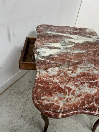 Table de milieu Louis XV en chene et marbre XVIII siècle
